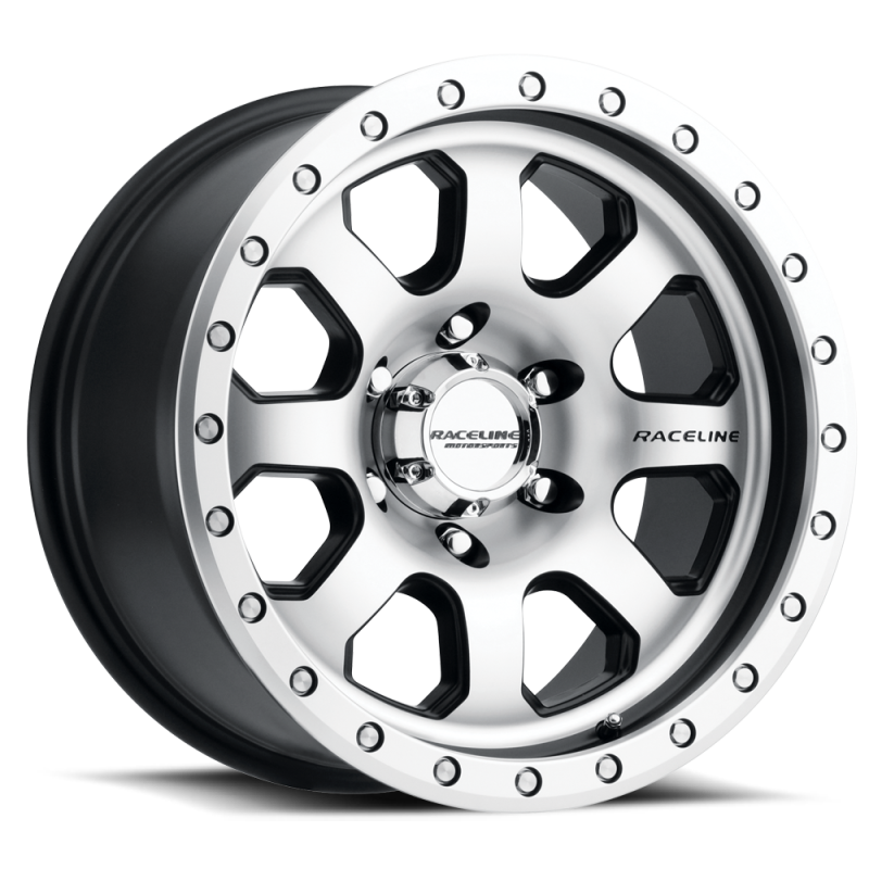 Raceline 929M Avenger 17x9in / 8x165.1 BP / -12mm Offset / 130.81mm Bore - Black & Machined Wheel