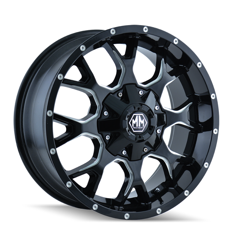 Mayhem 8015 Warrior 22x12 / 8x180 BP / -44mm Offset / 124.1mm Hub Black w/ Milled Spokes Wheel