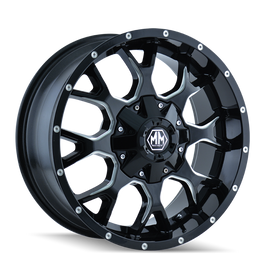 Mayhem 8015 Warrior 18x9 / 6x135 BP / 18mm Offset / 106mm Hub Black w/ Milled Spokes Wheel