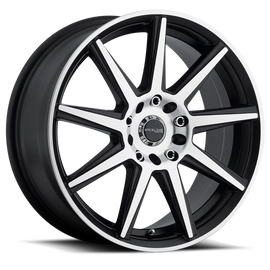 Raceline 144M Storm 17x7.5in / 5x110/5x115 BP / 40mm Offset / 72.62mm Bore - Black & Machined Wheel