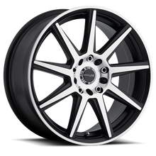 Load image into Gallery viewer, Raceline 144M Storm 18x7.5in / 5x108/5x114.3 BP / 42mm Offset / 72.62mm Bore- Black &amp; Machined Wheel