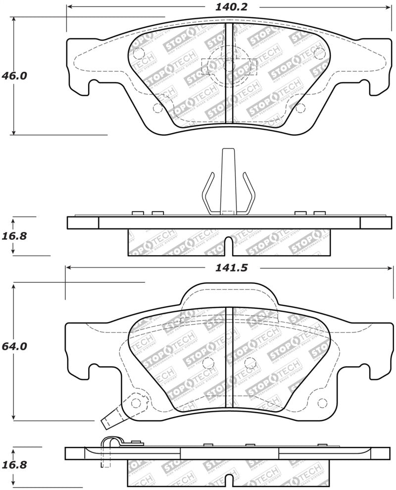 StopTech Street Select Brake Pads w/Hardware - Rear