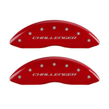 Load image into Gallery viewer, MGP 4 Caliper Covers Engraved Front Block/Challenger Engraved Rear Vintage Style/RT Red fnsh slvr ch