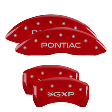 Load image into Gallery viewer, MGP 4 Caliper Covers Engraved Front Pontiac Engraved Rear GXP Red finish silver ch