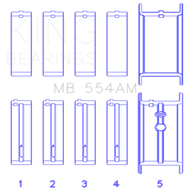 King Engine Bearings GM 265/283/302/327 8 Cyl (0.50 Oversized) Main Bearing Set