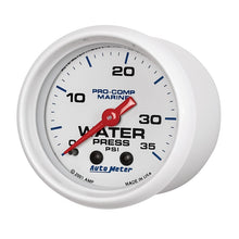 Load image into Gallery viewer, Autometer Marine White 2-1/16in 35 PSI Mechanical Water Pressure Gauge