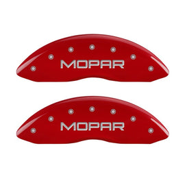 MGP Front set 2 Caliper Covers Engraved Front MOPAR Red finish silver ch