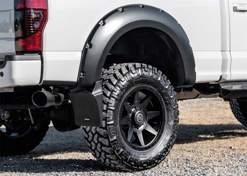 Bushwacker 11-16 Ford F250/350 Super Duty Rear Mud Flaps (Fits Pocket Style Flares)