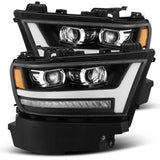 AlphaRex 19-20 Dodge Ram 1500 LUXX LED Proj Headlights Plnk Style Black w/Activ Light/Seq Signal/DRL