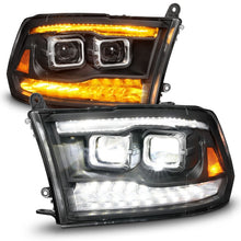 Load image into Gallery viewer, ANZO 09-18 Dodge Ram 1500/2500/3500 Full LED Proj Headlights w/Switchback Light Bar - Black