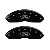 MGP 4 Caliper Covers Engraved Front & Rear Oval Logo/Ford Black Finish Silver Char 2017 Ford Fusion