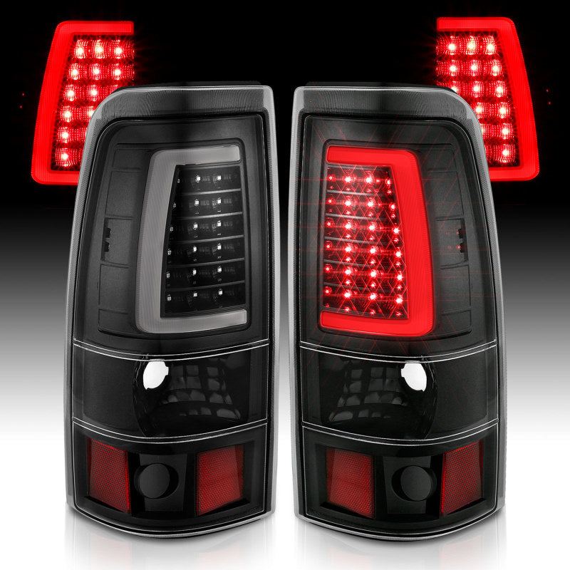 ANZO 1999-2002 Chevy Silverado 1500 LED Taillights Plank Style Black w/Clear Lens