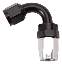 Load image into Gallery viewer, Russell Performance -12 AN Black/Silver 120 Degree Tight Radius Full Flow Swivel Hose End