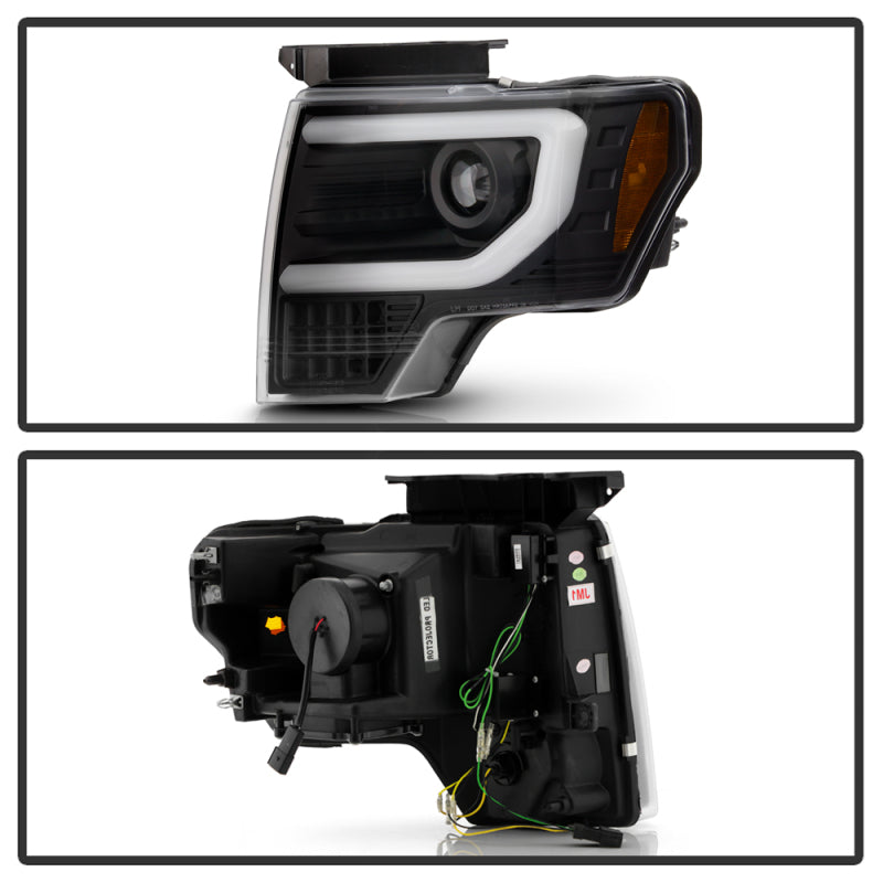Spyder Ford F150 13-14 Xenon Model Only Light Bar Projector Headlights Blk PRO-YD-FF15013PL-SEQ-BK