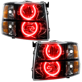 Oracle Lighting 07-13 Chevrolet Silverado Assembled Halo Headlights Round Style -Red
