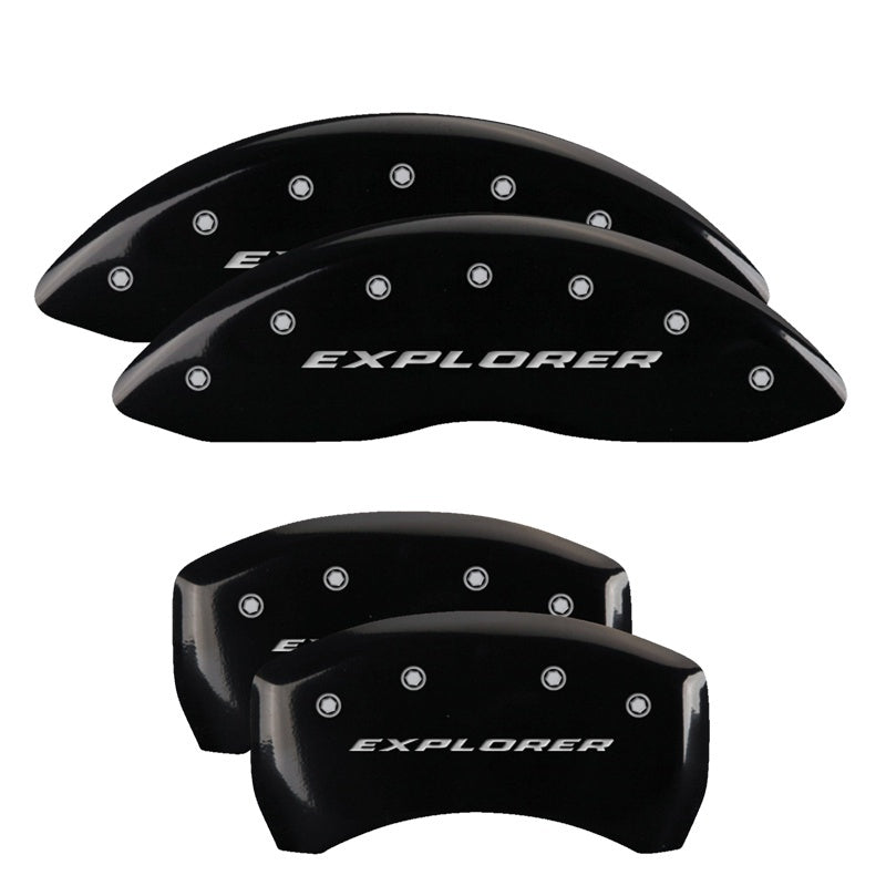 MGP 4 Caliper Covers Engraved Front & Rear No bolts/ST Black finish silver ch