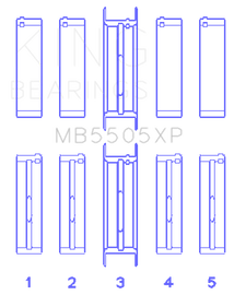 King Engine Bearings Ford V8 351ci 5.8L / 400ci 6.6L 16V (Size STDX Oversized) Main Bearing Set