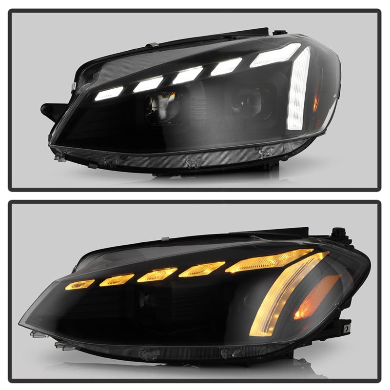 Spyder 18-21 VW Golf MK7.5 Projector Headlights - Black (PRO-YD-VG18SI-SBGR-BK)