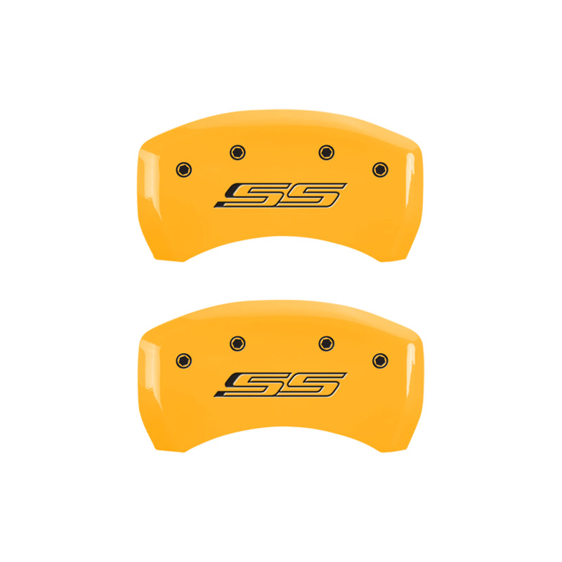 MGP 4 Caliper Covers Engraved Front & Rear Gen 5/SS Yellow finish black ch