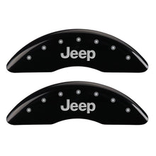 Load image into Gallery viewer, MGP 4 Caliper Covers Engraved Front &amp; Rear JEEP Black finish silver ch