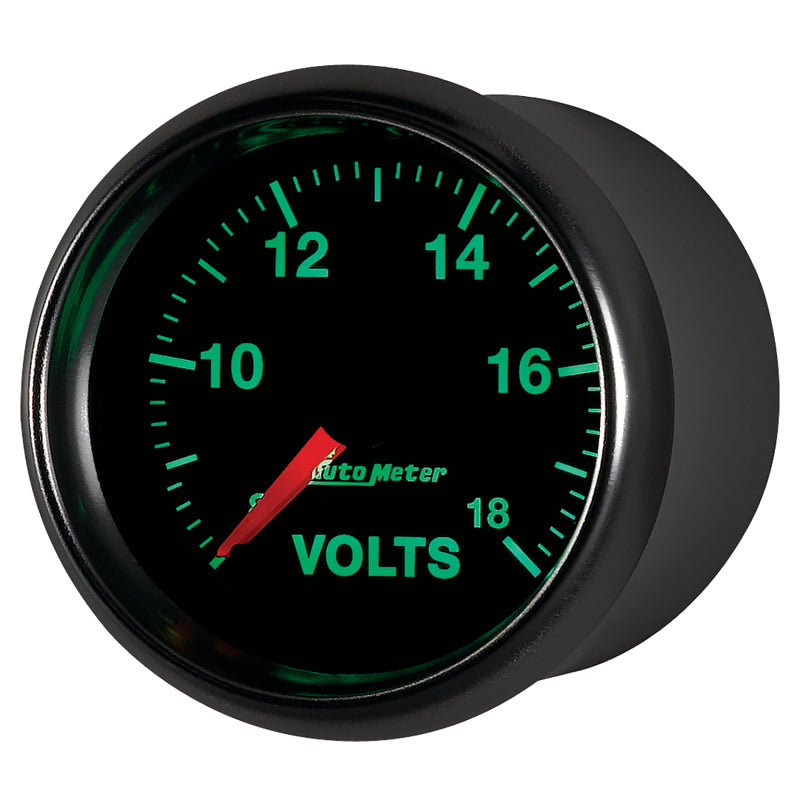 Autometer GS Series 2-1/16in Voltmeter 18V Electrical Gauge Full Sweep