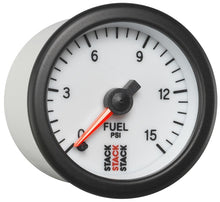 Load image into Gallery viewer, Autometer Stack 52mm 0-15 PSI 1/8in NPTF Male Pro Stepper Motor Fuel Pressure Gauge - White