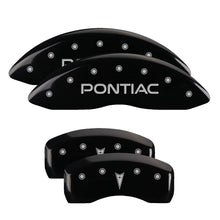 Load image into Gallery viewer, MGP 4 Caliper Covers Engraved Front Pontiac Rear Arrow Black Finish Sil Char 2004 Pontiac Bonneville