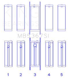 King Engine Bearings GMC 2.4L (146cu) I4 Ecotec Main Bearing Set - (Size 0.25 Oversized)