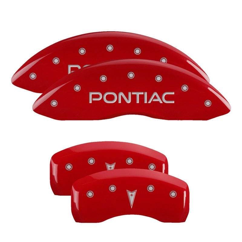 MGP 4 Caliper Covers Engraved Front Pontiac Engraved Rear G6 Red finish silver ch