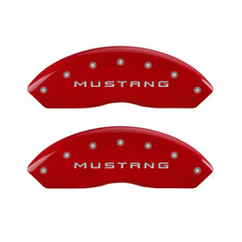 MGP 4 Caliper Covers Engraved Front Mustang Engraved Rear 50 Red finish silver ch