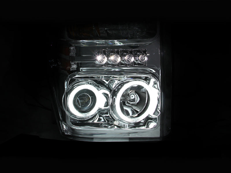 ANZO 2008-2010 Ford F-250 Projector Headlights w/ Halo Chrome (CCFL)