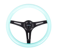 Load image into Gallery viewer, NRG Classic Wood Grain Steering Wheel (350mm) Minty Fresh Color Grip w/Black 3-Spoke Center