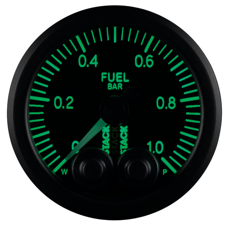 Autometer Stack 52mm 0-1 Bar M10 Male Pro-Control Fuel Pressure Gauge - Black