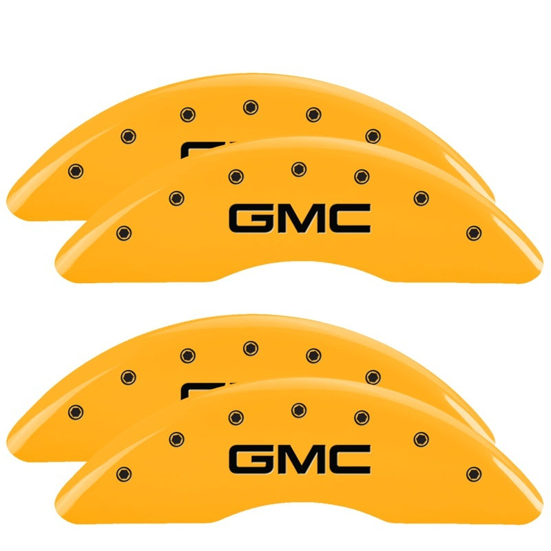 MGP 4 Caliper Covers Engraved Front & Rear GMC Yellow finish black ch