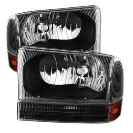 xTune Ford F250/350/450 Superduty 99-04 Crystal Headlights w/ Bumper Lights HD-JH-FF25099-AM-BK