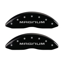 Load image into Gallery viewer, MGP 4 Caliper Covers Engraved Front &amp; Rear Magnum Black finish silver ch