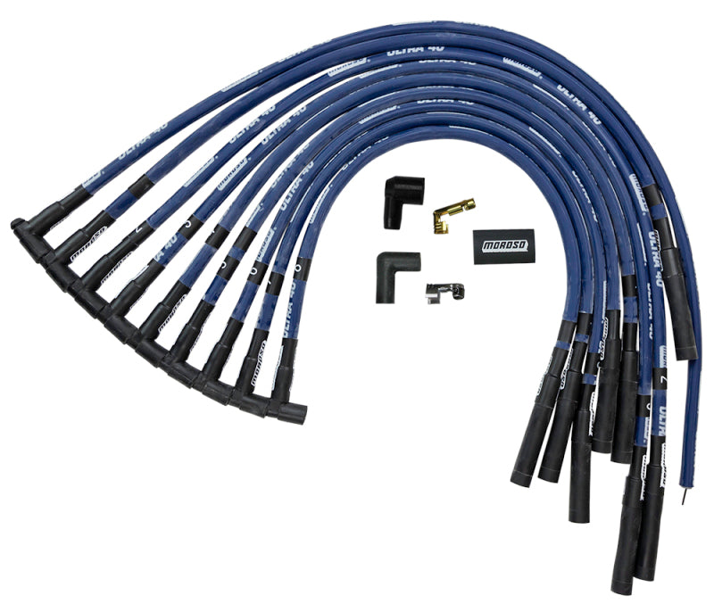 Moroso Chevrolet Big Block Ignition Wire Set - Ultra 40 - Sleeved - HEI - Straight - Blue