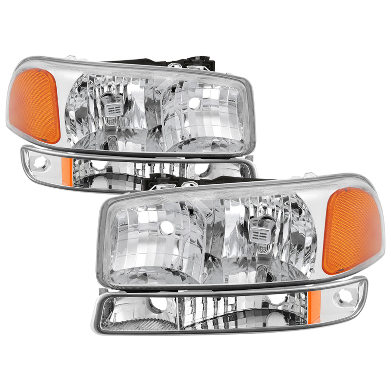 xTune GMC Sierra 99-06 /Yukon 00-06 Crystal Headlights & Bumper Lights - Chrome HD-JH-GS99-AM-SET-C