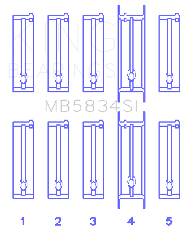 King Engine Bearings Chevrolet 121Ci/Ln2 134Ci Housing Bore +.002 (Size +0.75mm) Main Bearing Set