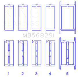 King Engine Bearings gm 496ci/8.1L 16v (Size STD) Performance Main Bearing Set