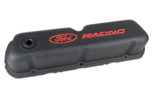 Load image into Gallery viewer, Ford Racing  Logo Stamped Steel Black Satin Valve Covers Black Crinkle