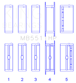 King Engine Bearings GM 326/350/389/400 w/ 3in Main (Size .020) Main Bearing Set