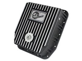 aFe POWER Transmission Pan Ford Trucks 80-92 (AOD Transmission)- Black w/ Machined Fins