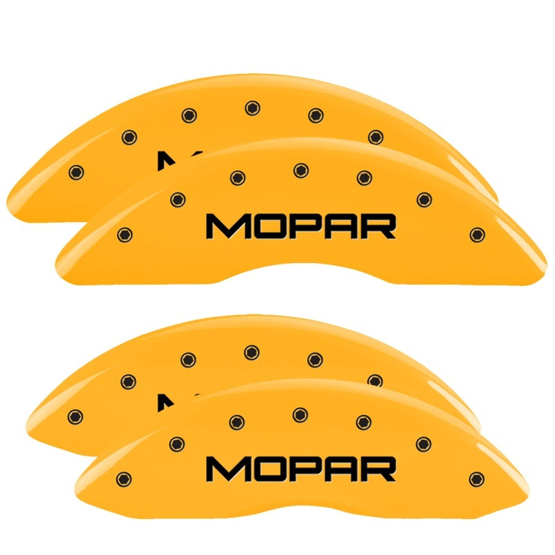 MGP 4 Caliper Covers Engraved Front & Rear Mopar Yellow Finish Black Char 2010 Dodge Ram 2500