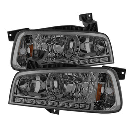 xTune Dodge Charger 06-10 1Pc LED Crystal Headlights Smoke HD-ON-DCH05-1PC-LED-SM