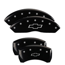 Load image into Gallery viewer, MGP 4 Caliper Covers Engraved Front &amp; Rear Bowtie Black finish silver ch