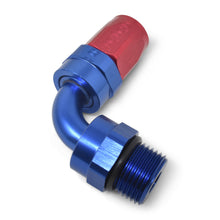 Load image into Gallery viewer, Russell Performance Swivel Hose End Assy #10 AN Male SAE Port to #8 Hose 90 Deg Red/Blue Anodized