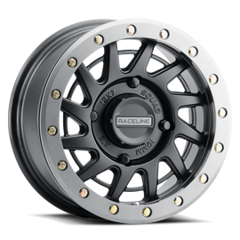 Raceline A12BG Squad 15x7in/4x156 BP/10mm Offset/132.5mm Bore - Black & Gunmetal Ring Beadlock Wheel