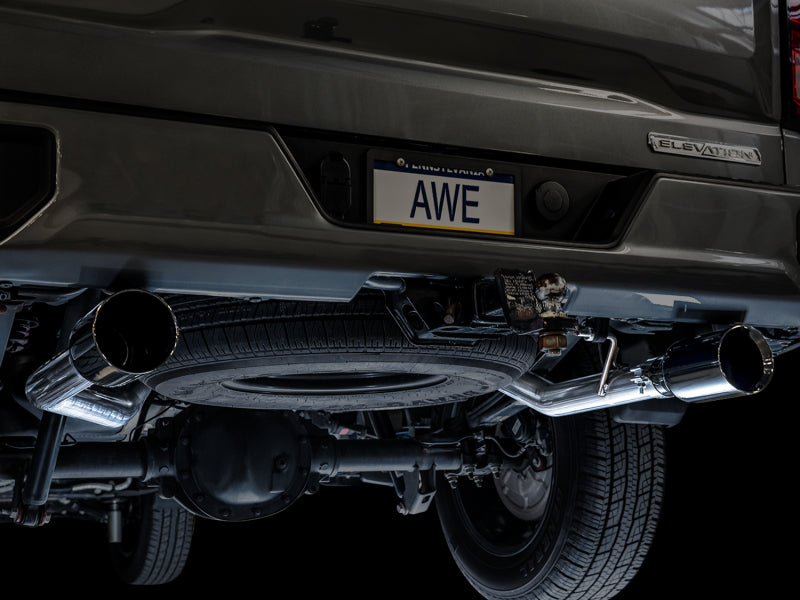 AWE Tuning 4th Gen GM 1500 5.3L 0FG Catback Split Rear Exit (Flat Bumper) - Dual Diamond Tips