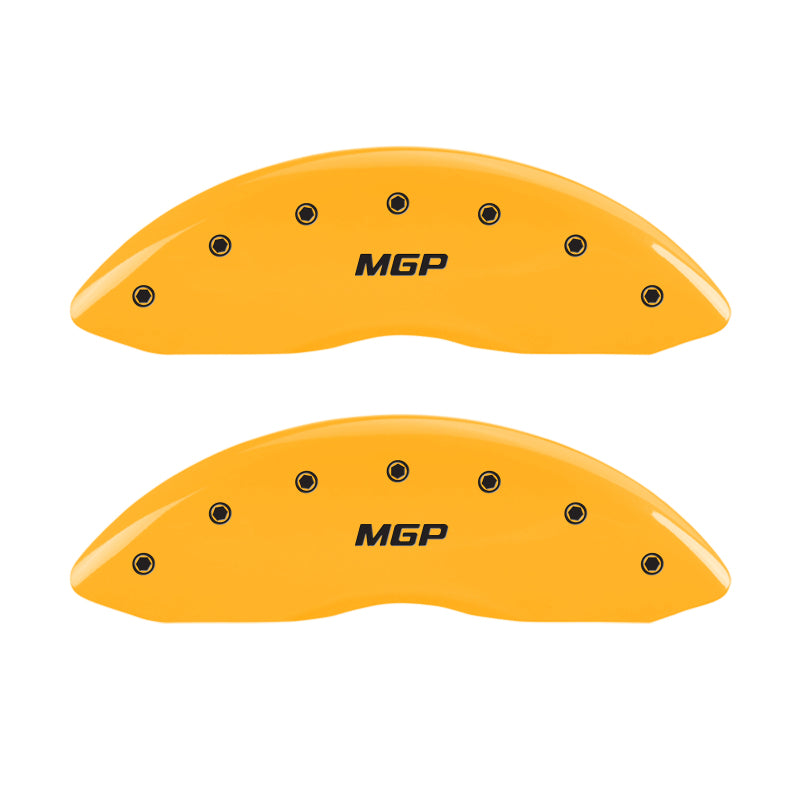 MGP 4 Caliper Covers Engraved Front & Rear MGP Yellow Finish Black Char 2004 GMC Sierra 1500